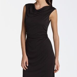 DAVID MEISTER Cowl Neck Sheath RUCHED JERSEY DRESS Size 6 BLACK NORDSTROM